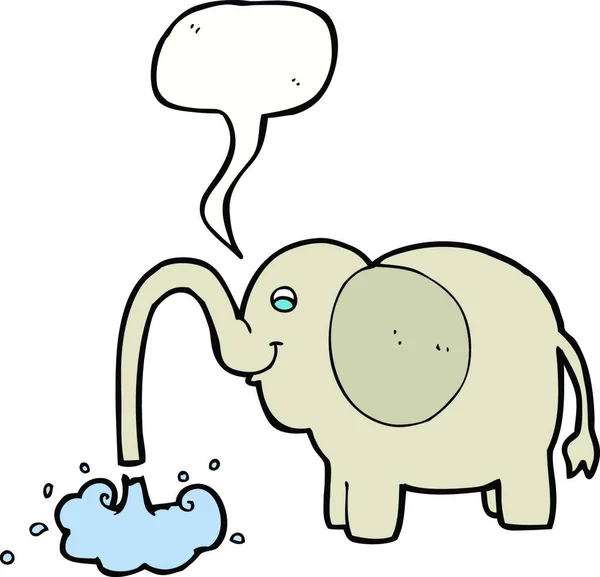 Caricature Éléphant Éjacule Eau Avec Bulle Parole — Image vectorielle