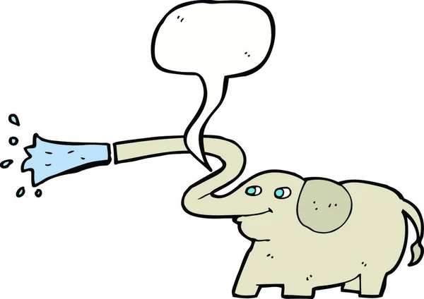 Cartoon Elefant Spritzt Wasser Mit Sprechblase — Stockvektor