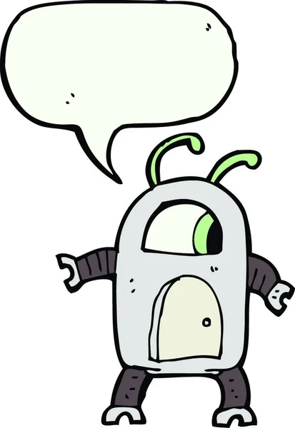 Kartun Robot Alien Dengan Gelembung Ucapan - Stok Vektor