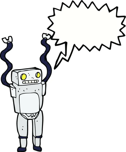 Robot Divertido Dibujos Animados Con Burbuja Habla — Vector de stock