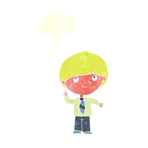 Καρτούν Αγόρι Την Ιδέα Φούσκα Ομιλία — Διανυσματικό Αρχείο