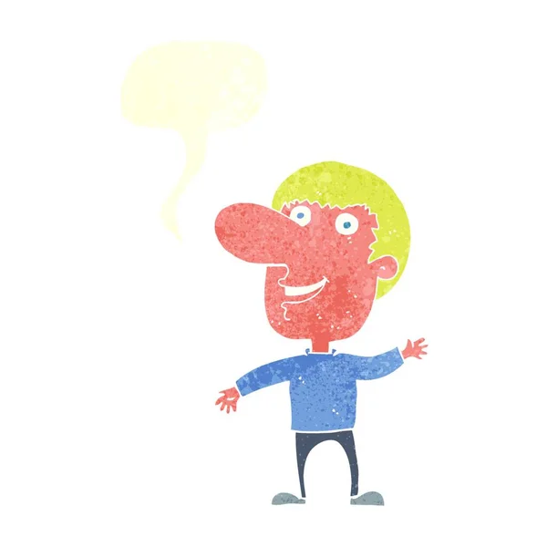 Desenho Animado Acenando Homem Com Bolha Fala — Vetor de Stock