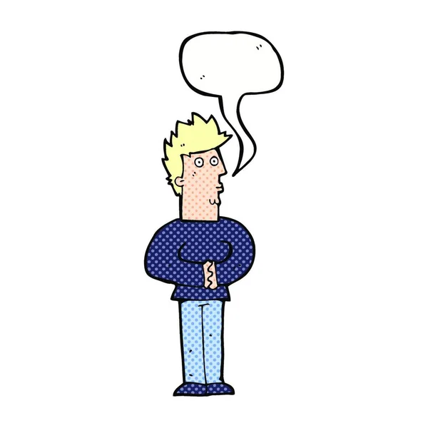 Desenho Animado Homem Nervoso Com Bolha Fala — Vetor de Stock