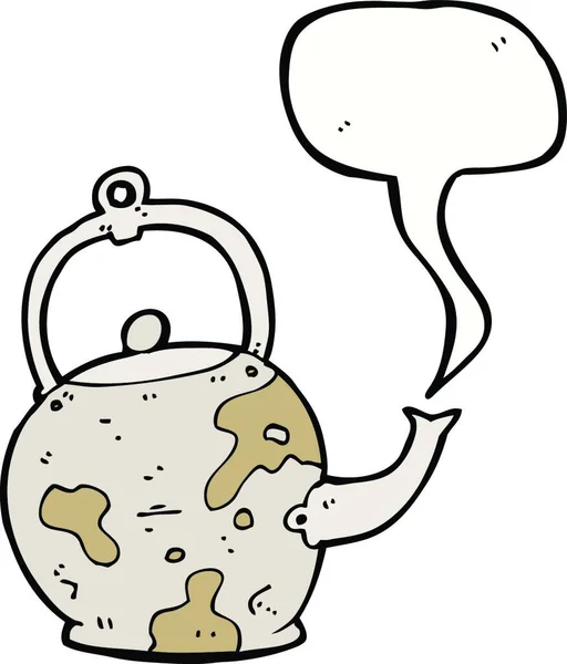 Cartoon Velho Pote Chá Com Bolha Fala — Vetor de Stock