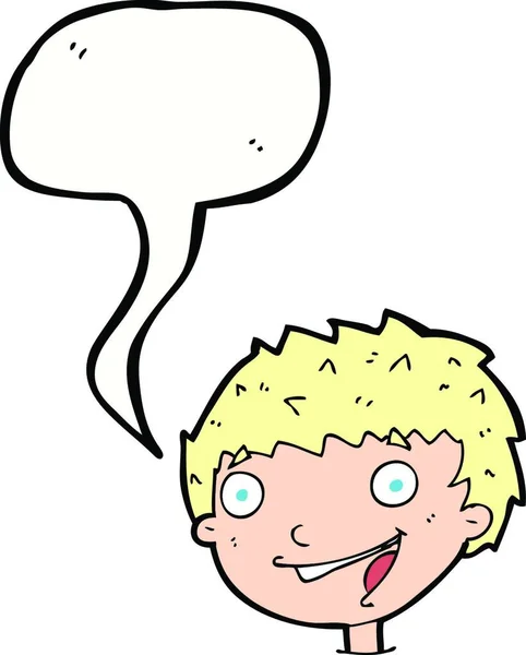 Karikatur Lachender Junge Mit Sprechblase — Stockvektor