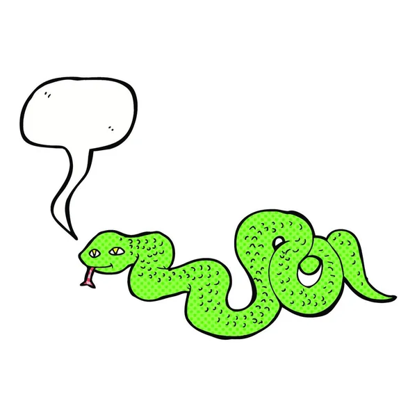 Serpent Dessin Animé Avec Bulle Parole — Image vectorielle