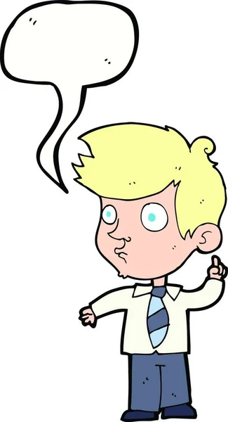 Cartoon Boy Asking Question Speech Bubble — Stock Vector