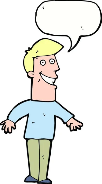 Hombre Sonriente Dibujos Animados Con Burbuja Habla — Vector de stock