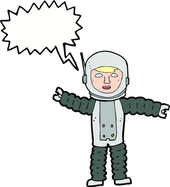 Astronot Kartun Dengan Gelembung Ucapan - Stok Vektor