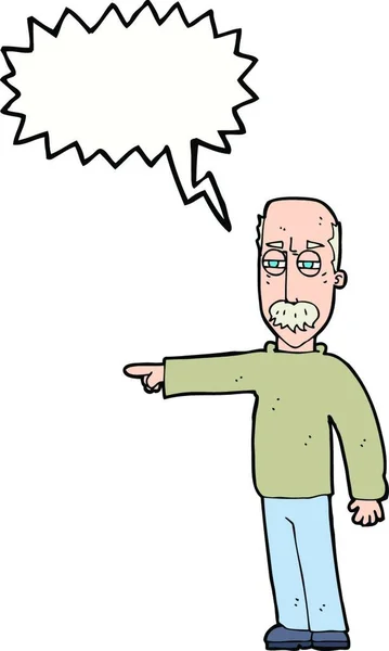 Cartoon Oude Man Gebaren Weg Met Spraakzeepbel — Stockvector
