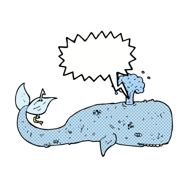 Cartoon Walvis Met Spraakbel — Stockvector