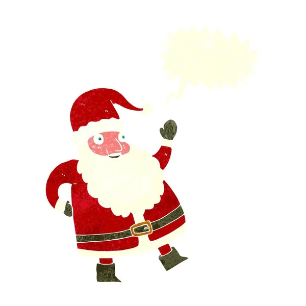 Divertido Agitando Santa Claus Dibujos Animados Con Burbuja Habla — Vector de stock