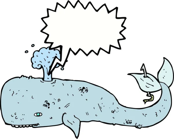 Cartoon Whale Speech Bubble — Stock Vector
