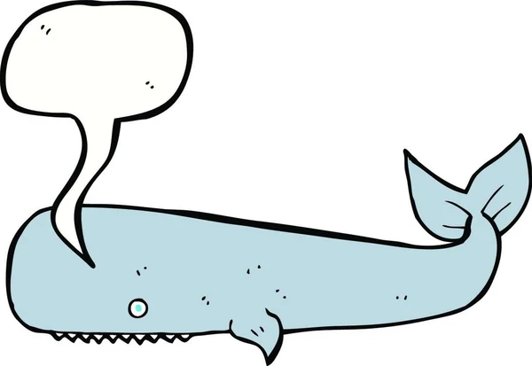 Ballena Dibujos Animados Con Burbuja Habla — Vector de stock