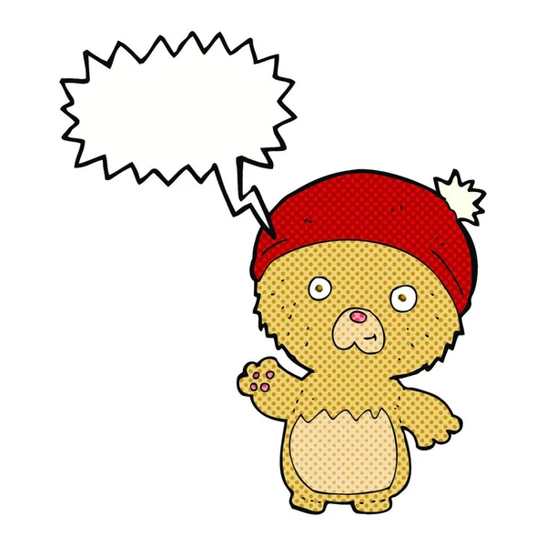 卡通片 戴帽子的可爱泰迪熊 — 图库矢量图片
