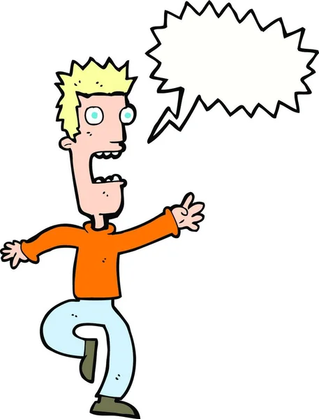 Cartoon Krijsende Man Met Spraakzeepbel — Stockvector
