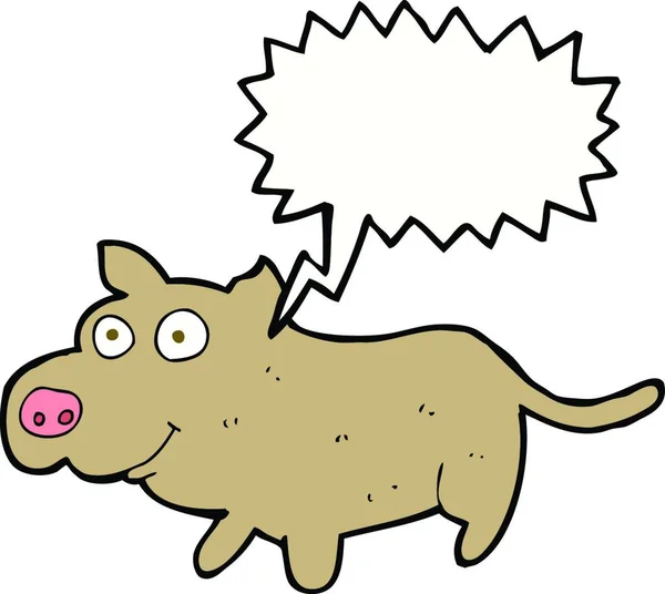 Tecknad Glad Liten Hund Med Tal Bubbla — Stock vektor