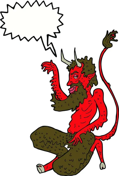 Мультяшний Традиційний Диявол Мовною Бульбашкою — стоковий вектор
