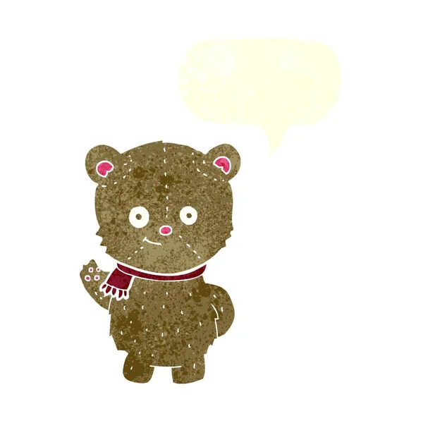 Kreslený Medvěd Mává Bublinou Řeči — Stockový vektor