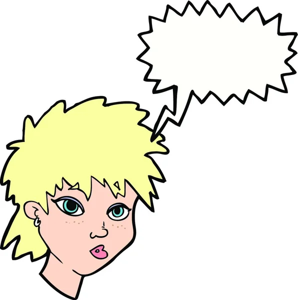 Karikatur Neugieriges Mädchen Mit Sprechblase — Stockvektor
