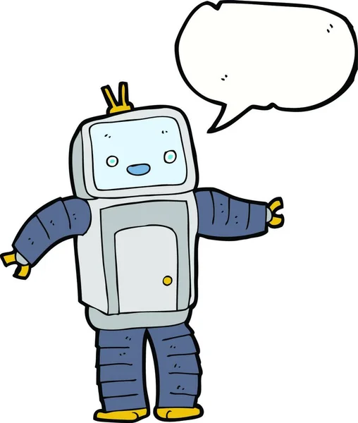 Robot Dibujos Animados Con Burbuja Habla — Vector de stock