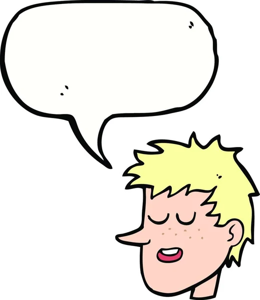 Cartoon Happy Boy Face Speech Bubble — Stock Vector
