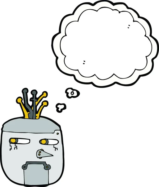 Cartoon Robot Huvud Med Pratbubblan — Stock vektor