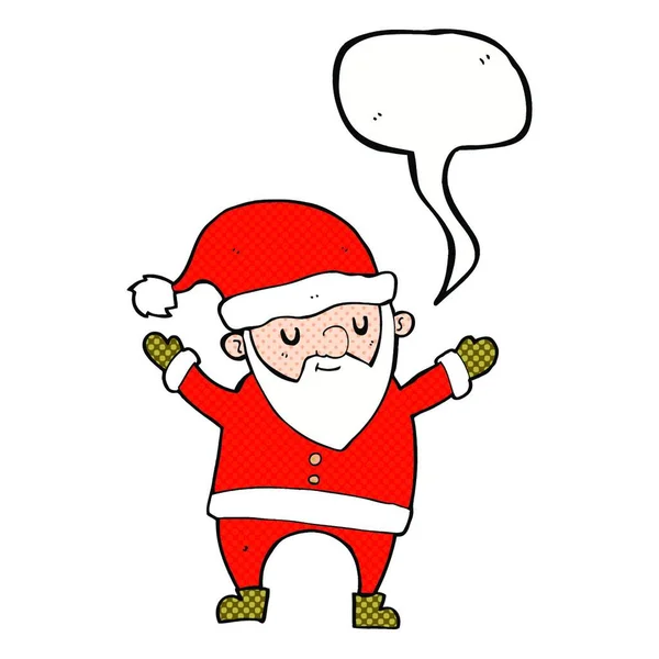 Cartoon Tanzt Weihnachtsmann Mit Sprechblase — Stockvektor