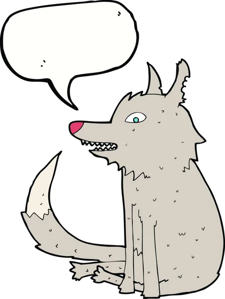 Kreslený Vlk Sedící Řečovou Bublinou — Stockový vektor