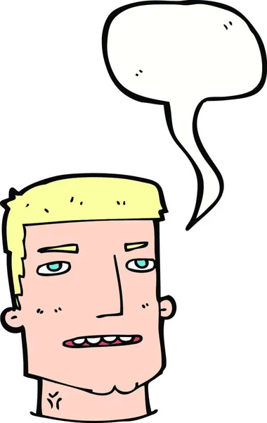 Cartoon Mannelijk Hoofd Met Spraakbel — Stockvector