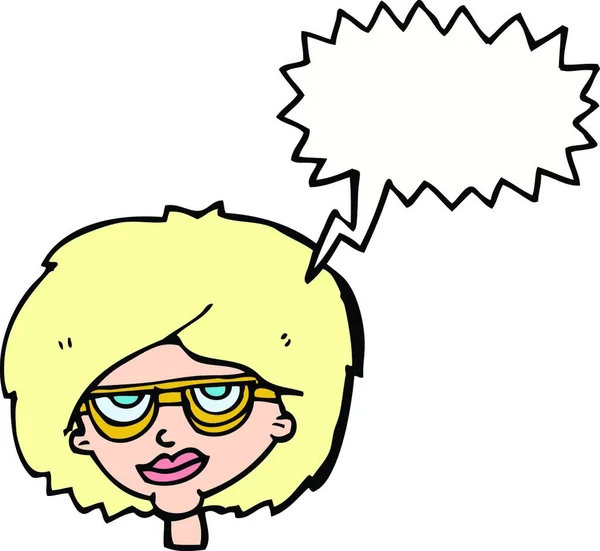 Kreslený Žena Nosí Brýle Balónem — Stockový vektor