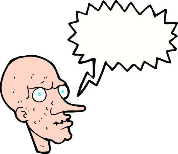 Cartoon Evil Old Man Speech Bubble — Stock Vector