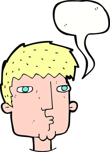 Cartone Animato Uomo Curioso Con Bolla Discorso — Vettoriale Stock
