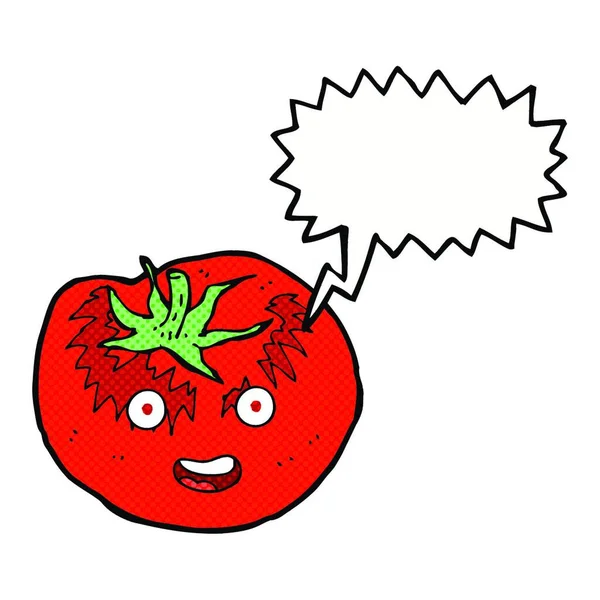 Tomate Dos Desenhos Animados Com Bolha Fala — Vetor de Stock