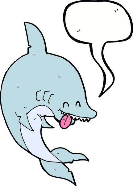 Drôle Requin Dessin Animé Avec Bulle Parole — Image vectorielle