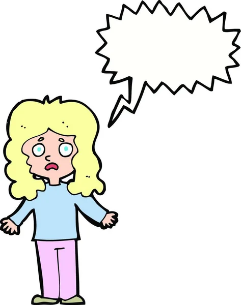 Kartun Khawatir Wanita Dengan Gelembung Bicara - Stok Vektor