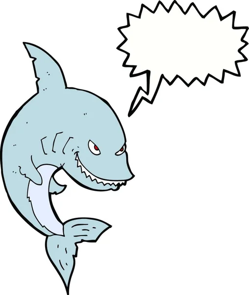 Komik Karikatür Köpekbalığı Ile Konuşma Balonu — Stok Vektör