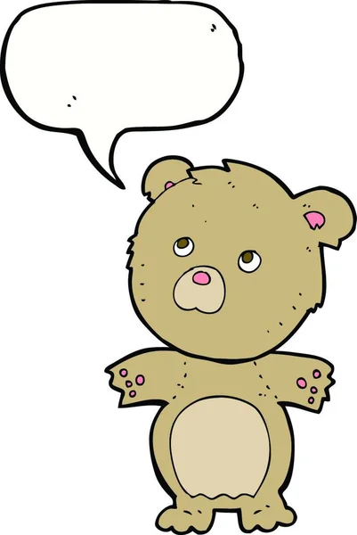 Γελοιογραφία Αστείο Αρκουδάκι Φούσκα Ομιλία — Διανυσματικό Αρχείο