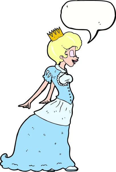 Princesa Dos Desenhos Animados Com Bolha Fala — Vetor de Stock