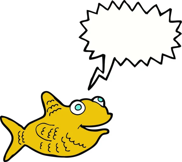 Karikatur Glücklicher Fische Mit Sprechblase — Stockvektor