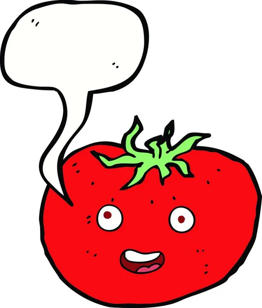 Tomate Dibujos Animados Con Burbuja Habla — Archivo Imágenes Vectoriales