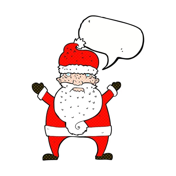 Karikatur Hässlicher Weihnachtsmann Mit Sprechblase — Stockvektor