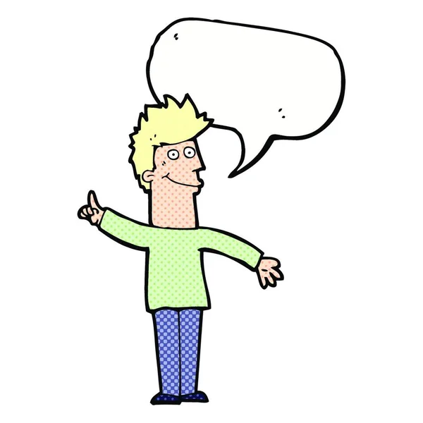 Cartoon Man Met Idee Met Spraakbel — Stockvector