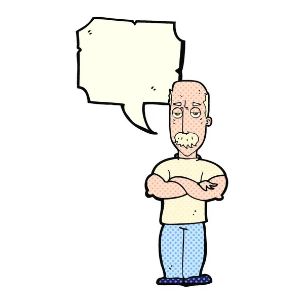 Γελοιογραφία Θυμωμένος Άνθρωπος Μουστάκι Συννεφάκι Λόγου — Διανυσματικό Αρχείο