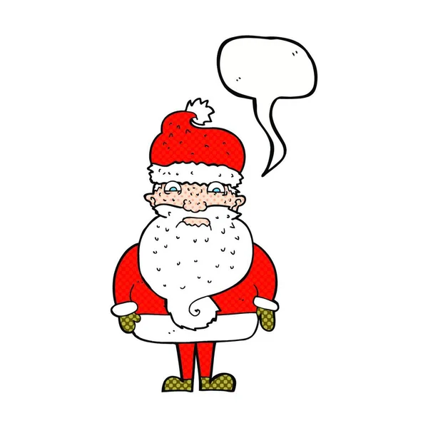 Dessin Animé Grincheux Père Noël Claus Avec Bulle Parole — Image vectorielle