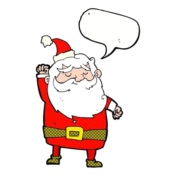 Cartoon Weihnachtsmann Schlägt Mit Sprechblase Auf Luft — Stockvektor