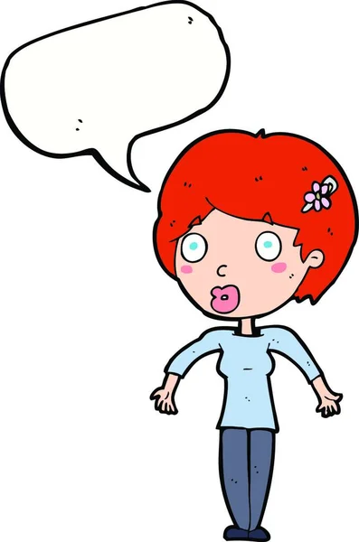 Cartoon Shocked Woman Speech Bubble — Stock Vector