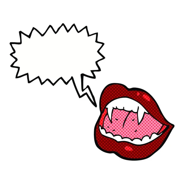 漫画の吸血鬼の唇とスピーチバブル — ストックベクタ