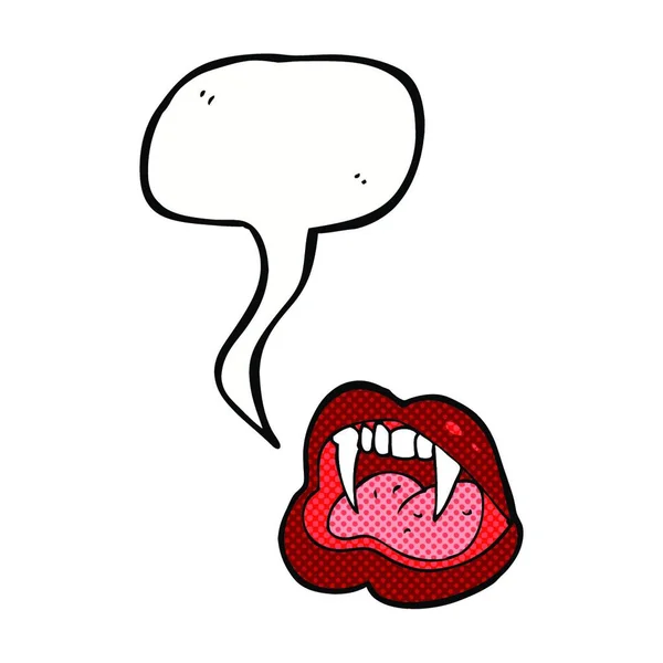 Cartoon Vampier Lippen Met Spraakbel — Stockvector