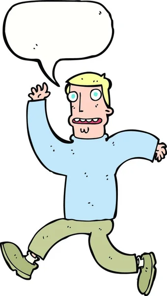 Hombre Dibujos Animados Aterrorizado Con Burbuja Del Habla — Vector de stock